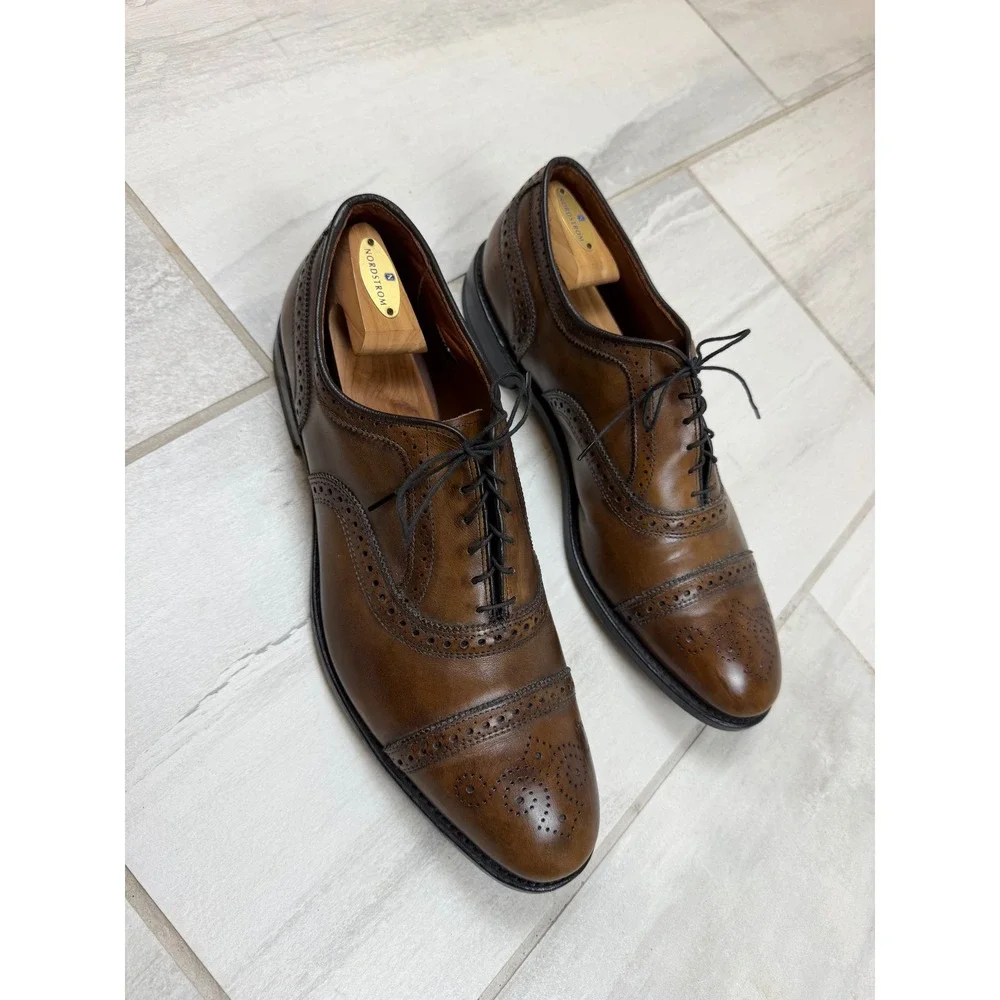 Allen Edmonds Strand Mens 13 E Brown Leather Brogue Cap Toe Oxford Shoes 6135